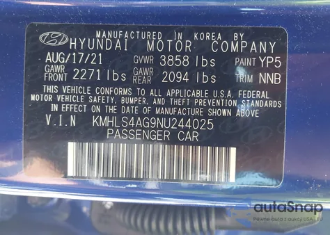 2022 Hyundai Elantra Sel from USA, damaged, VIN KMHLS4AG9NU244025